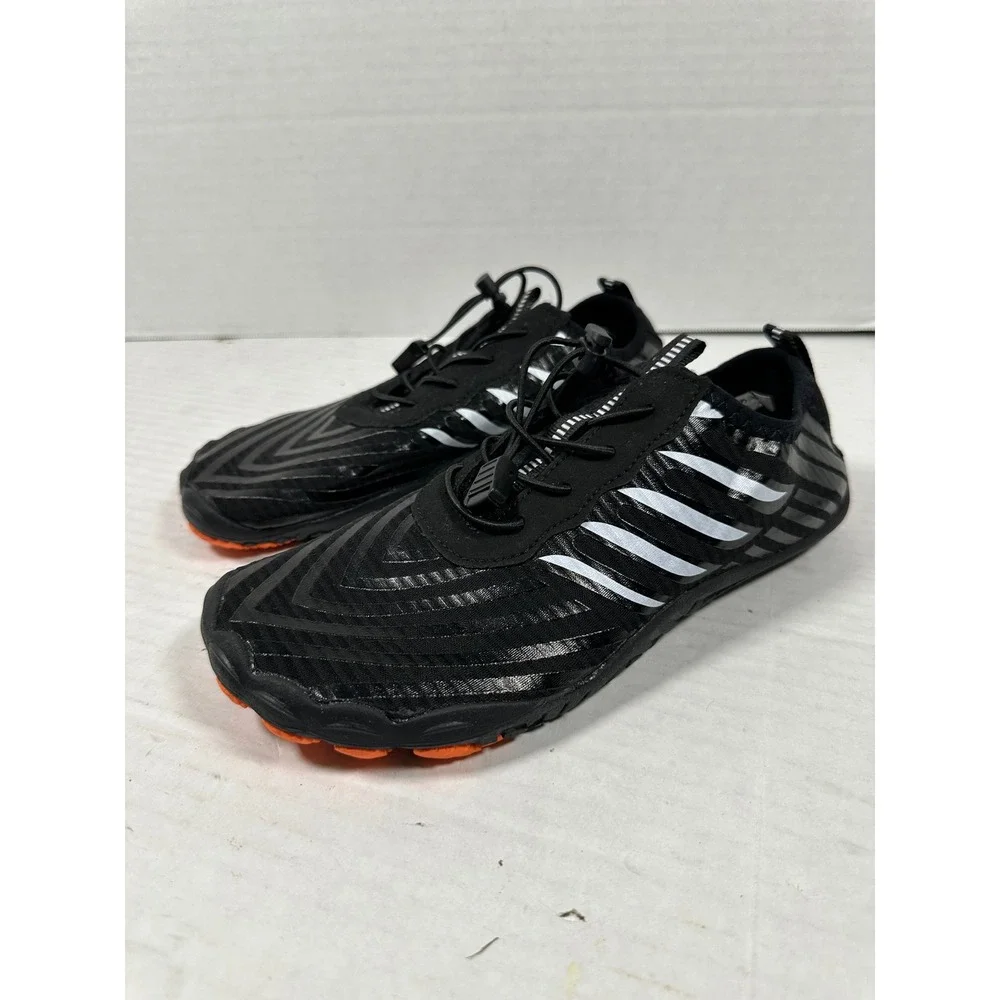 Barestep Barefoot Water Shoes Black White Striped Bungee Lace Minimalist Size 39